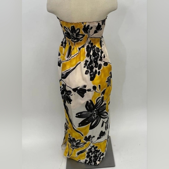 SILK 100%  Floral Strapless Maxi Dress Size Xs Fits 2-8 Stretch Tube Top BGBG - Picture 3 of 17